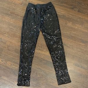 sequins, black, leggings